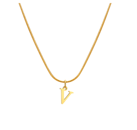 Vnox Gold 26 Capital Letter Necklace for Women,Stainless Steel Initial Pendant Necklaces V