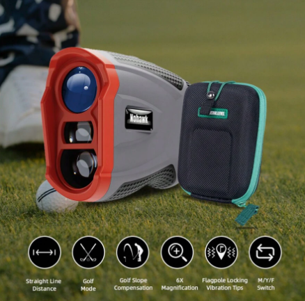 NOHAWK One Piece HD LCD 1000M Rechargeable Monocular With Unique Magnet & Unit Switching, Golf Laser Rangefinder With Slope Compensation, Angle Measurement, And Flagpole Lock Vibration