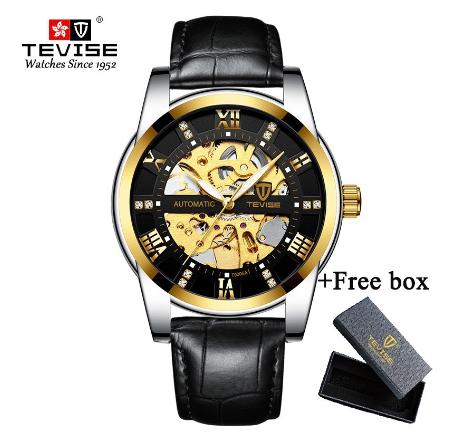 TEVISE Automatic Watch for Men relo Waterproof watch Analog Gold Skeleton Luxury Stainless Steel Steel Luminous 9005A 8