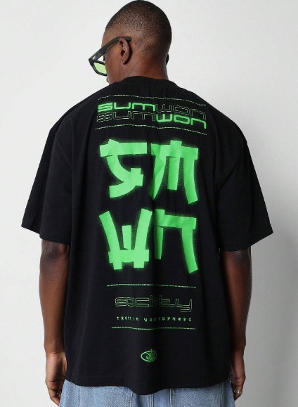 SUMWON Washed Tee With Graphic Print For Daily Wear College Ready