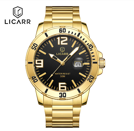 LICARR Men's Watches Casual Fashion Original Luminous Date Waterproof Stainless Steel Men Watch 9524 006