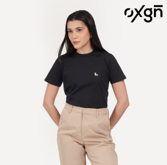 OXGN Corgi Micro Embroidery T-Shirt For Women Black