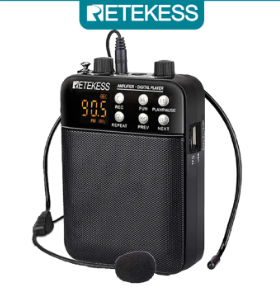 RETEKESS TR619 Teaching Speaker Lapel Mic with Voice Amplifier Rechargeable Megaphone MP3 Player Recorder for Teacher Tour Guide Speech Meeting
