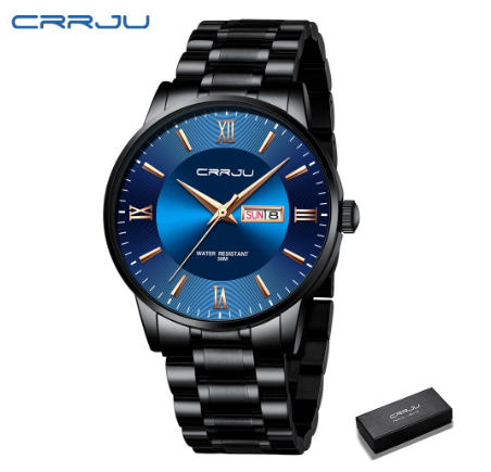 CRRJU Men's Watch New Fashion Casual Sports Business Stainless Steel Quartz Waterproof 2175 m1