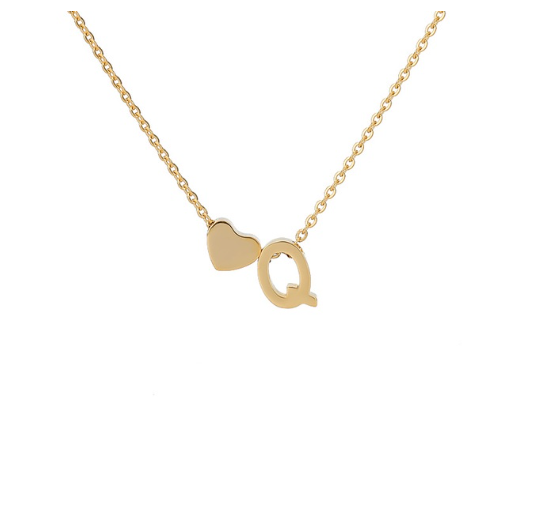 Maxzone Fashion Tiny Heart Initial Letter Necklaces For Women Stainless Steel Gold Silver Color Choker Pendant Necklace Boho Jewelry Q
