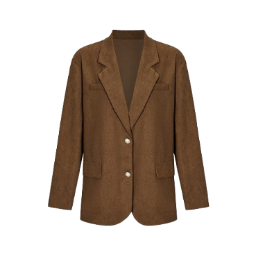 Lovito Women Casual Plain Button Blazer L64AD043 (Coffee)