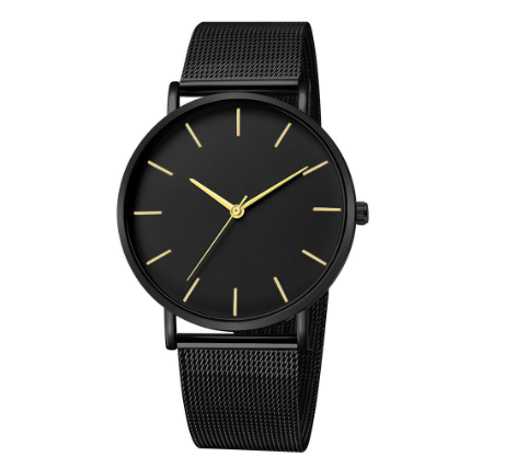 Men Fashion Simple Watch Ultra-thin Mesh Belt Stainless Steel Quartz Watches M7