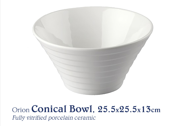Chef's Classics Orion Ceramic Conical Bowl, 25.5x25.5x13cm