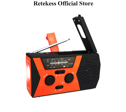 Retekess HR12W AM FM Emergency NOAA Wireless Outdoor Radio Solar Pel Speaker with Led Flashlight SOS Alarm Hand Crank Charge