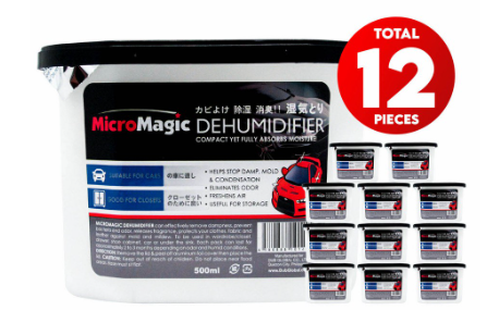 12pcs Micromagic Dehumidifier 500ml- Eliminates Musty Odor, Suitable for your car & closets