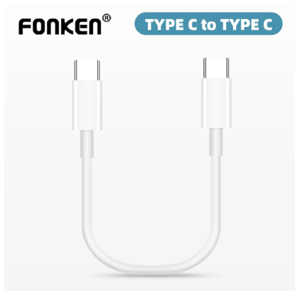 Fonken 0.25M USB C Male to Male Type C to Type C Short Data and Charging Cable Power Bank Phone Cord Wire 3A Fast Charging Cable