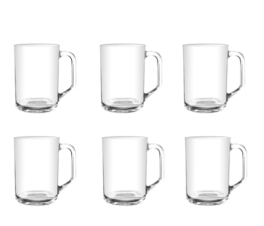 UNION GLASS Clear Glass Beer Mug Beer Lovers 440ml | 15oz [Set of 6]