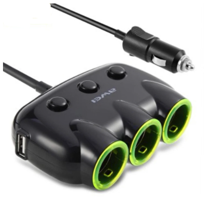 C-35 Car Charger 3 Socket Adapter with 2 USB Port