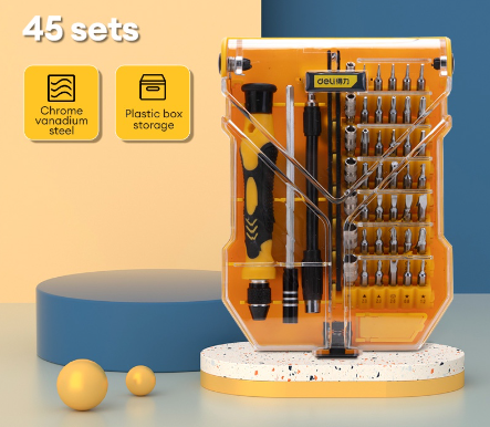 Deli 45PCS Slotted Ratchet Screw Driver Set Fastening Tools Screwdriver Screwdriver Set DL3545