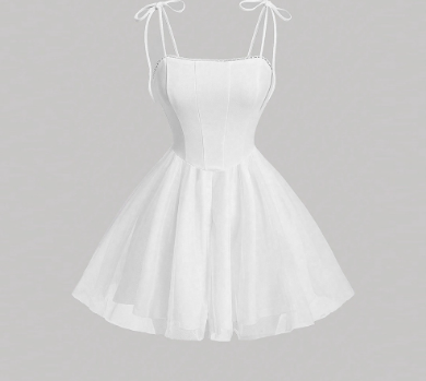 Lovito Women Fabric Stitching Tiered Layer Lace Up Dress L68ED301 White