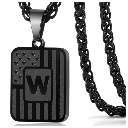 Gun Black 26 Letter Square Plate Stainless Steel Pendant Necklace Fashion Men's and Women's Jewelry Wholesale W