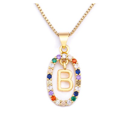 Colorful 26 Letters A - Z Initial Alphabet Pendant Long Chain Necklace Name Jewelry Women Accessories B