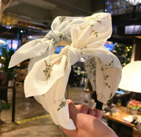 Korean Fashion Knotted Fresh Flower Headband Woman Fashion Rabbit Ear Hair Band Wide-Brim Hair Hoop