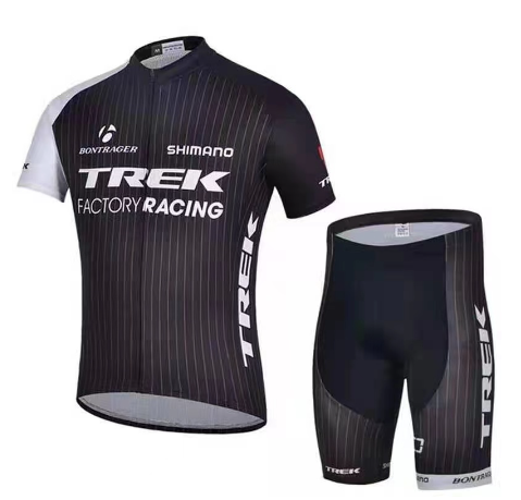 Black Trek Breathable Short Sleeve Bike Jersey Set Unisex Team Racing Sport Jersey Half Zipper
