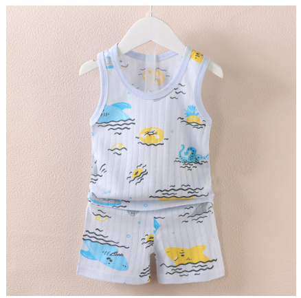 Ready Stock Boys Girls' Cartoon Thin Breathable Sleeveless Vest and Shorts Set BT1