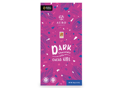 Auro Chocolate 64% Dark Chocolate w/ Cacao Nibs 60g