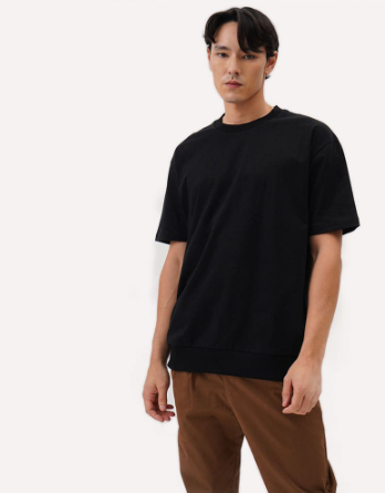 BOCU Short Sleeve T-Shirt With Hem Band for Men