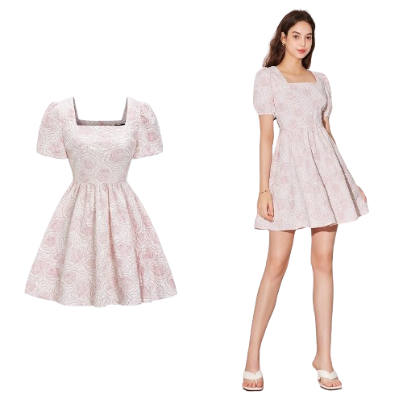 Lovito Women Structure Line Ruffle Embroidery Zip-Back Fastening Dress L59ED108 (Light Purple)