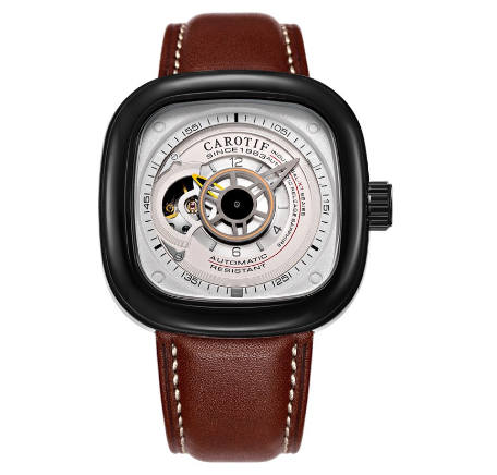 CAROTIF Automatic Skeleton Watch for men - Fashion Waterproof leather strap Sport Watches men watch F1003 4