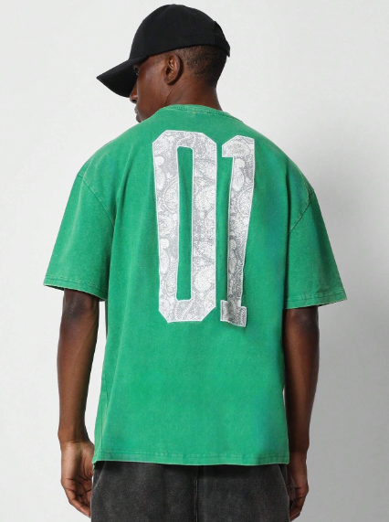 SUMWON Washed Tee With Paisley Number Graphic Print College Ready