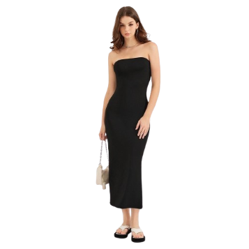 Lovito Split Plain Cold Shoulder Bodycon Dress L30ED009
