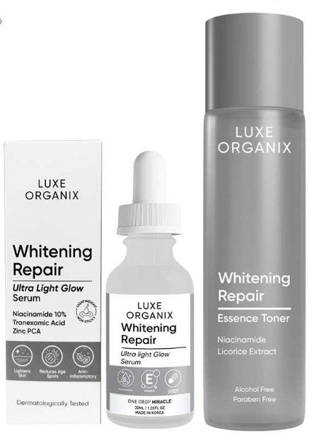 Luxe Organix Whitening Repair Serum Niacinamide 10 Percent 30ml & Niacinamide Toner 150mL Bundle