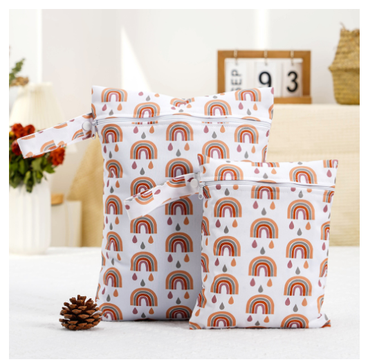 2pcs Reusable Wet Bags with Two Zippered Pockets and Handle 7