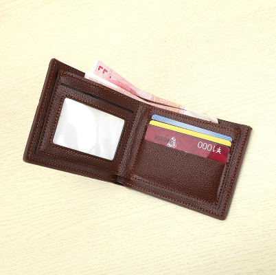 Men's Leather Wallet 3 sides 2 folds Coin Purse Black/Brown Pitaka Wholesale prices Q002