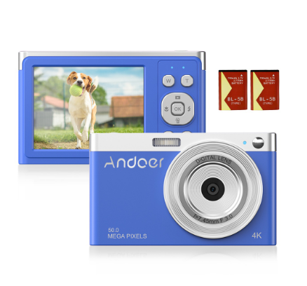 Andoer Compact 4k Digital Camera Video Camcorder 50mp 2.88 Inch Ips Screen Auto Focus 16x Zoom Anti-Shake Face Detect Smile
