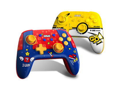 IINE Switch Wireless Pro Controller Wake Up Bluetooth NFC Mario RedBlue, Pikachu Yellow