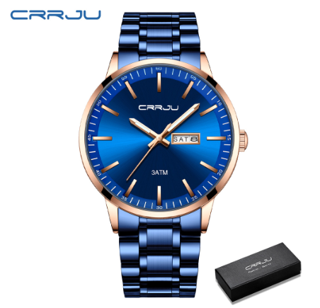CRRJU men's watch casual style fashion trend simple design business temperament sports waterproof quartz movement 2193 02