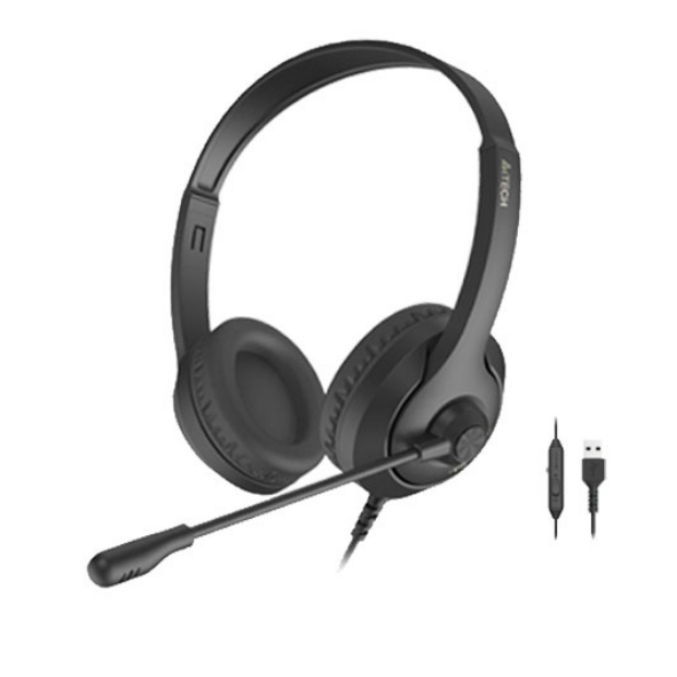 A4Tech FH-100U Lightweight Unidirectional Mic USB Wired On Ear Stereo Headset