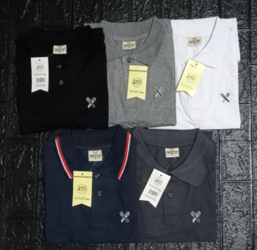 R Casual Polo Shirt For Mens Embroid Print Pique Fabric