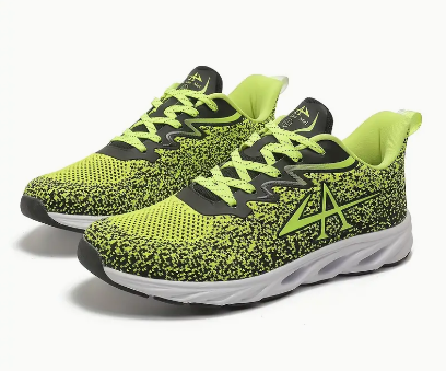 Blade Type Mesh Breathable Trendy Running Shoes, Wear Resistance Lace Up Shock Absorption Sneakers