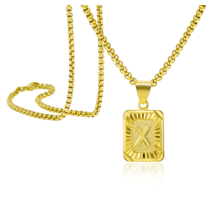26 Letter Necklace Initial Pendant Men Women Fashion New Gold Plated Silver Plated Box Chain 22 Inch Factory Wholesale X