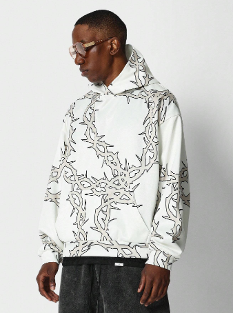 SUMWON Overhead Hoodie With All Over Print Hoodie