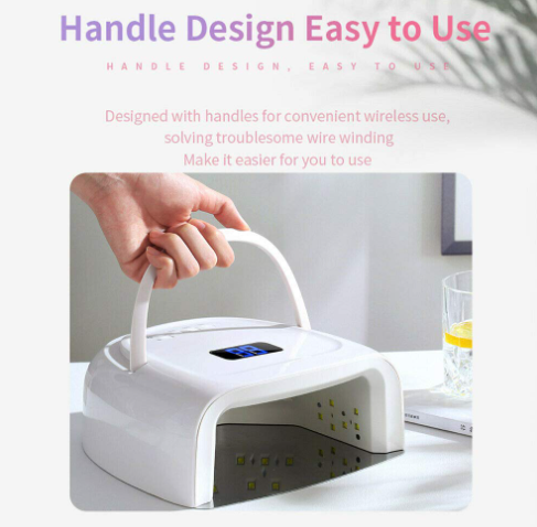 60W Rechargeable UV LED Nail Lamp Quick Dry Wireless Nail Dryer Gel Polish Light 42 Beads & Portable Handle Professional Curing Lamp