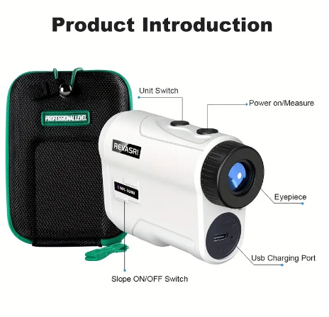 REVASRI Golf Rangefinder With Slope And Pin Lock Vibration, External Slope Switch For Golf Tournament Legal, Rangefinders With Rechargeable Battery 1000YDS Laser Range Finder