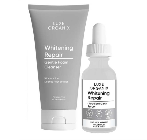 Luxe Organix Whitening Repair Niacinamide 2 Percent Cleanser 150ml & Niacinamide 10 Percent 30ml Serum Bundle