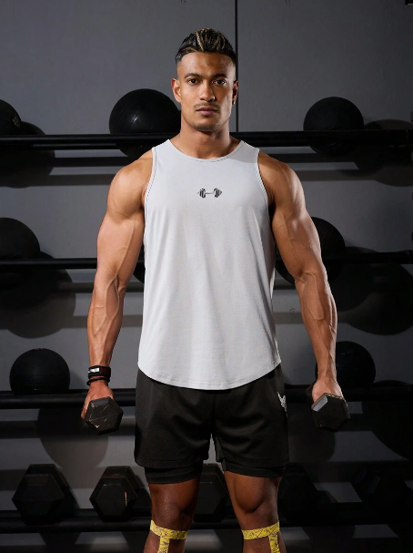 Men's Round Neck Letter Printed Summer Sport Tank Top