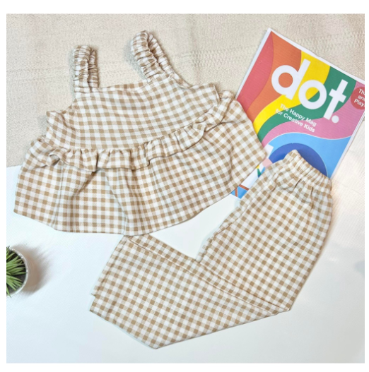Sophia Gingham Fashion OOTD Terno for Kids-Girls D3