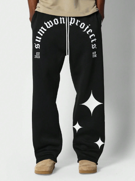 SUMWON Drop Crotch Jogger Pant With Diamond Graphic