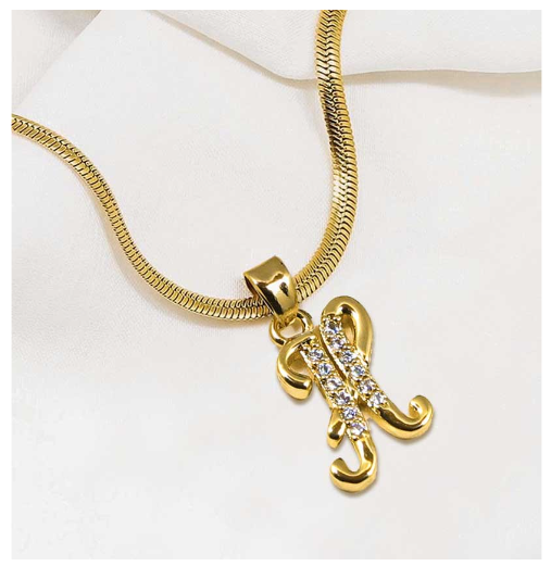 LAJ 18k Gold Stainless Steel Initial A-Z Necklace SLP116 LETTER with LX873D FREEBOX X