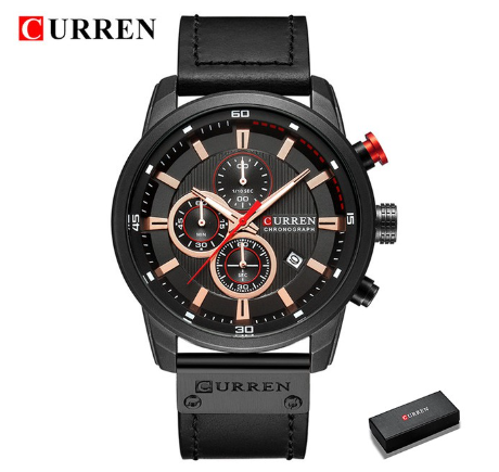 Curren Fashion Date Quartz Men Watches Top Brand Luxury Male Clock Chronograph Sport Wrist Watch 8291 BLACK