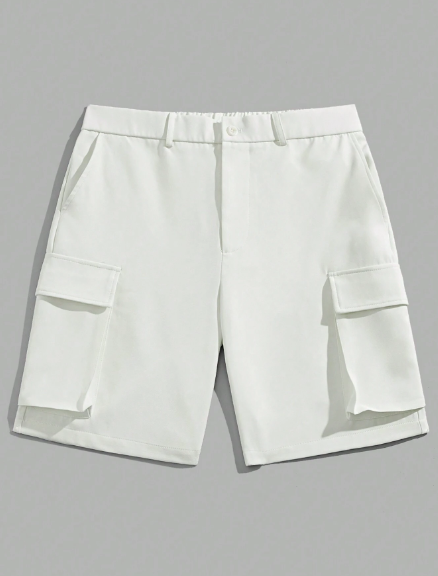 Manfinity Basics Men's Woven Integrated Casual Shorts, Mid-Waist Straight Cargo Shorts Suitable For Summer